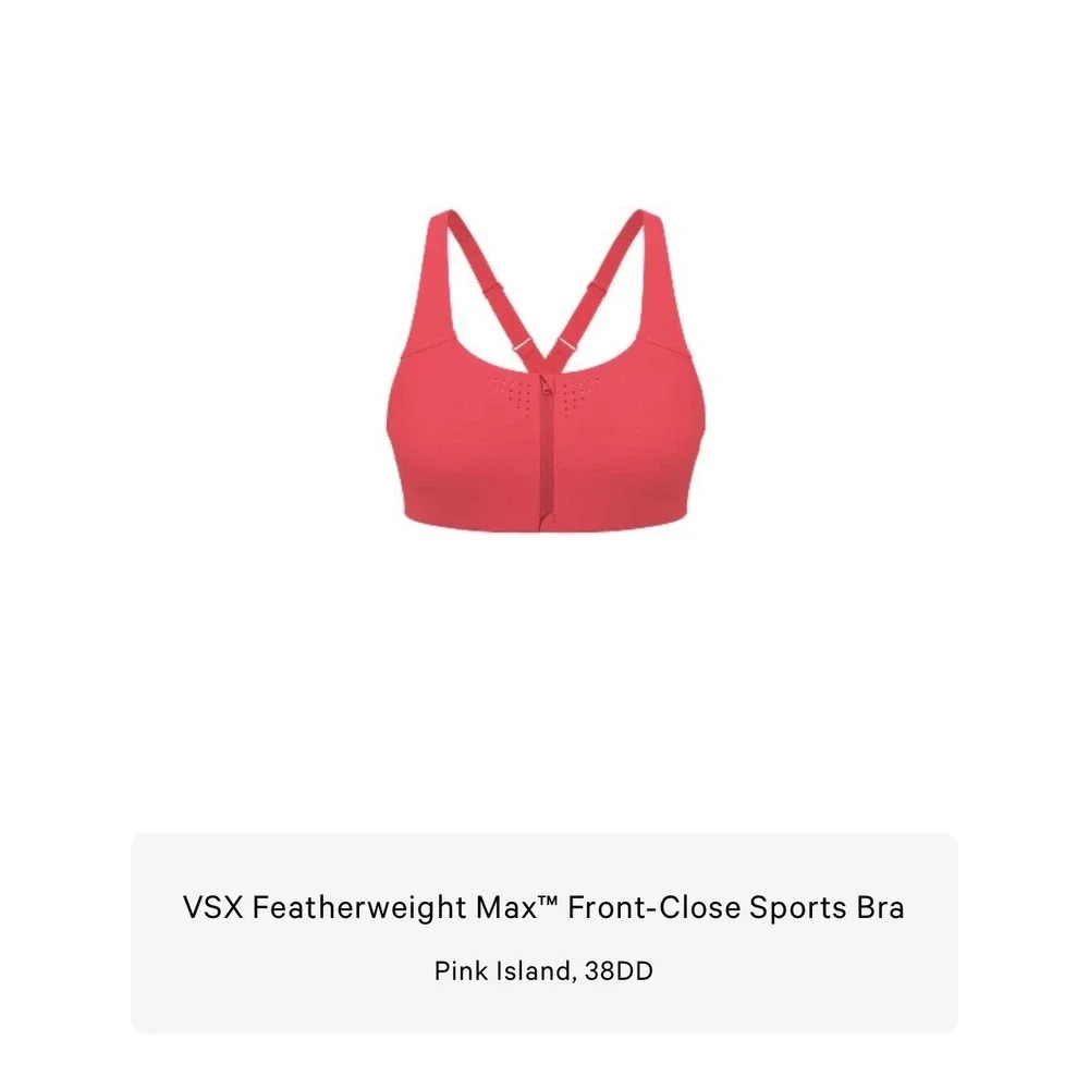 Victoria's Secret VSX Featherweight Max Sports Bra Front‎ Close Pink Island 38DD